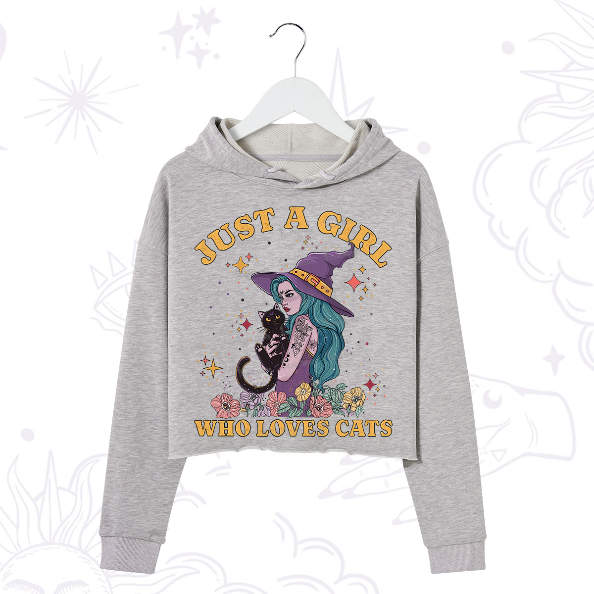 Purplehecate Just A Girl Who Loves Cats Crop Hoodie