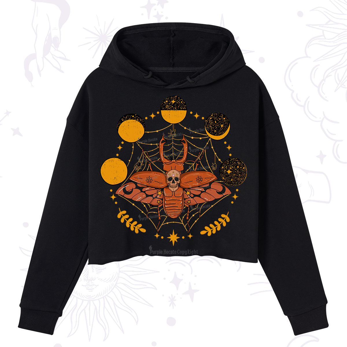 Purplehecate Lunar Web Death Beetle Crop Hoodie