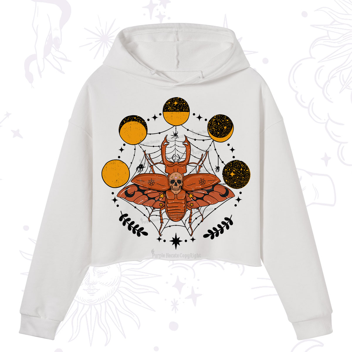 Purplehecate Lunar Web Death Beetle Crop Hoodie