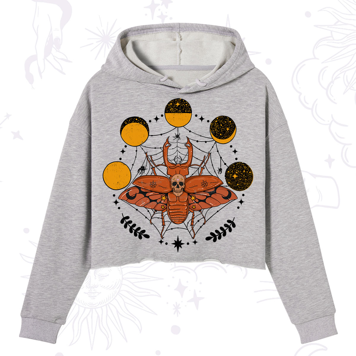 Purplehecate Lunar Web Death Beetle Crop Hoodie