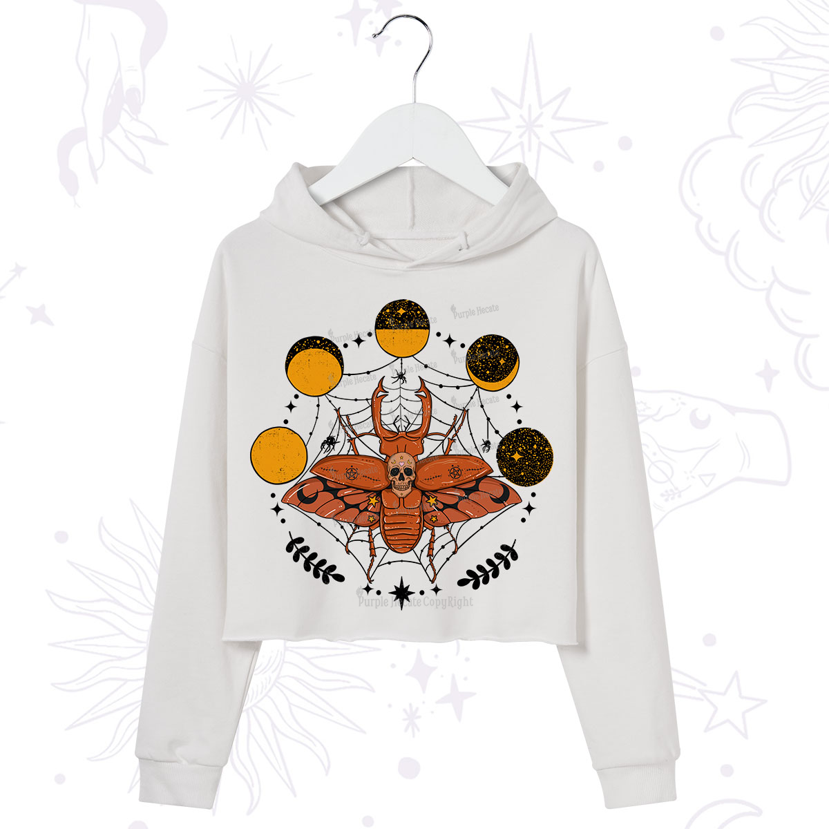 Purplehecate Lunar Web Death Beetle Crop Hoodie