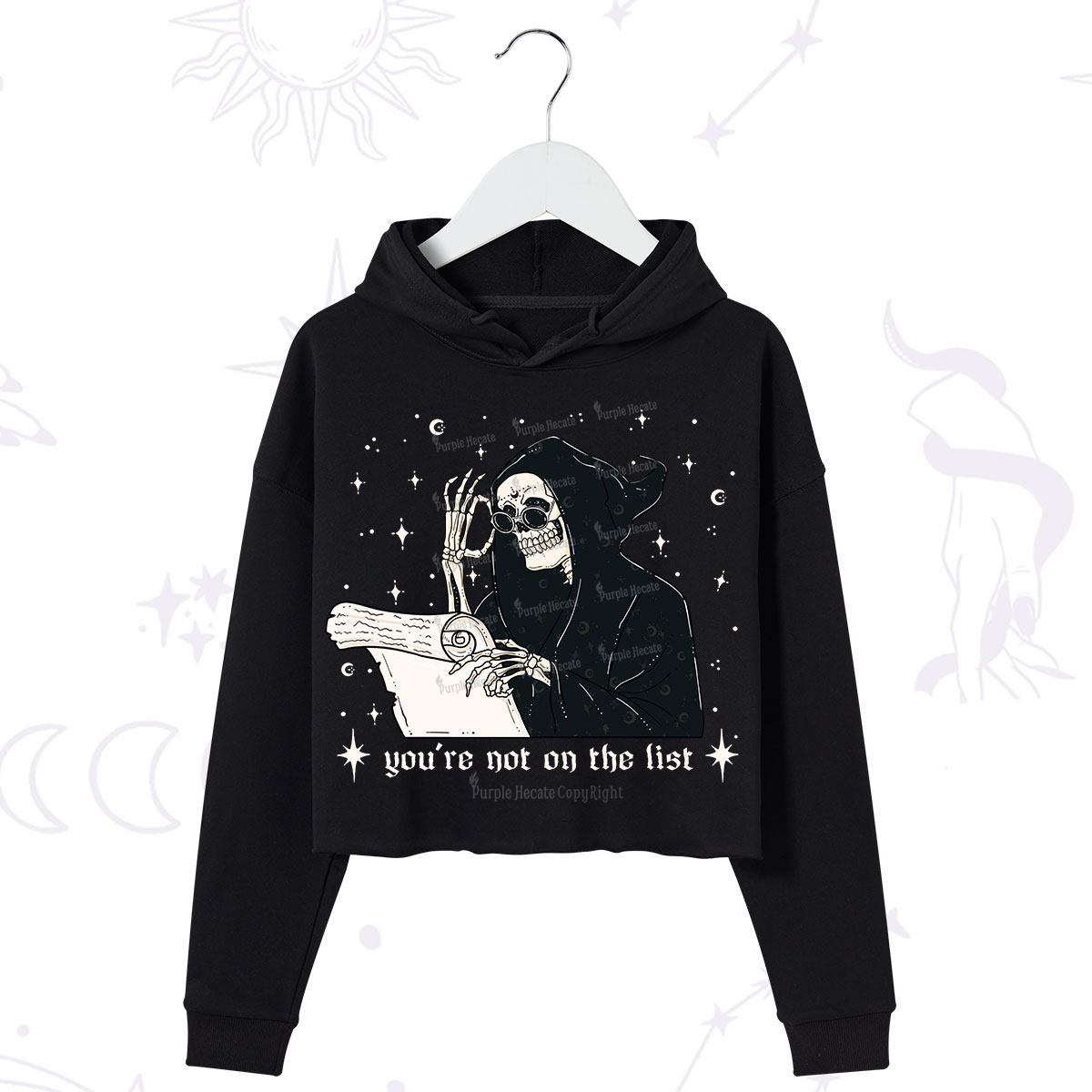 Purplehecate You're Not On The List Crop Hoodie