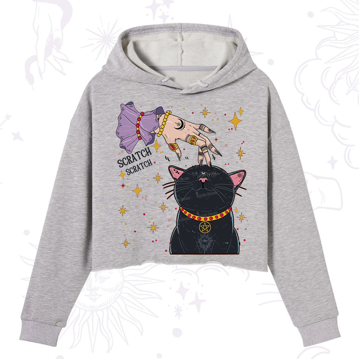 Purplehecate Witch's Cat Scratch Crop Hoodie