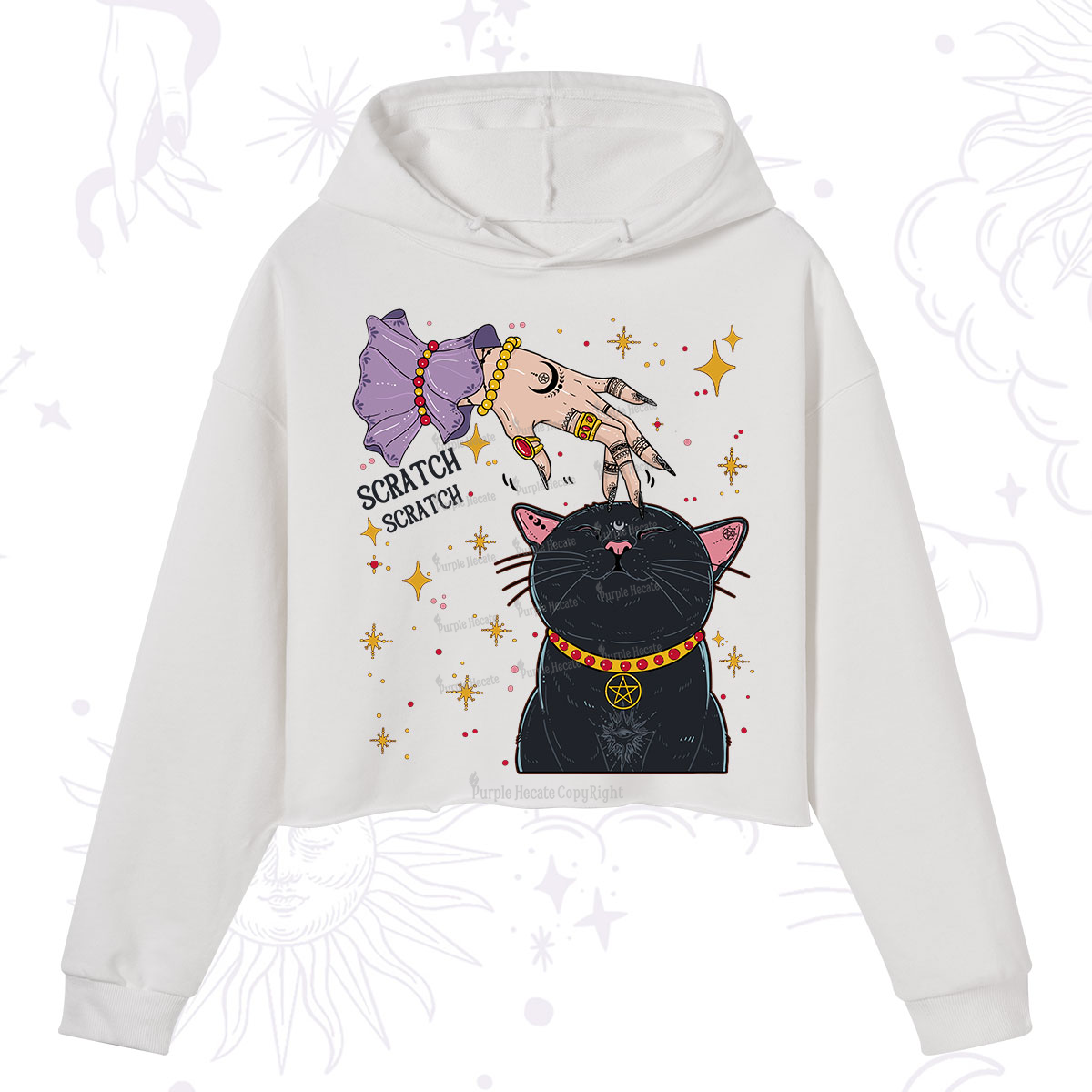 Purplehecate Witch's Cat Scratch Crop Hoodie