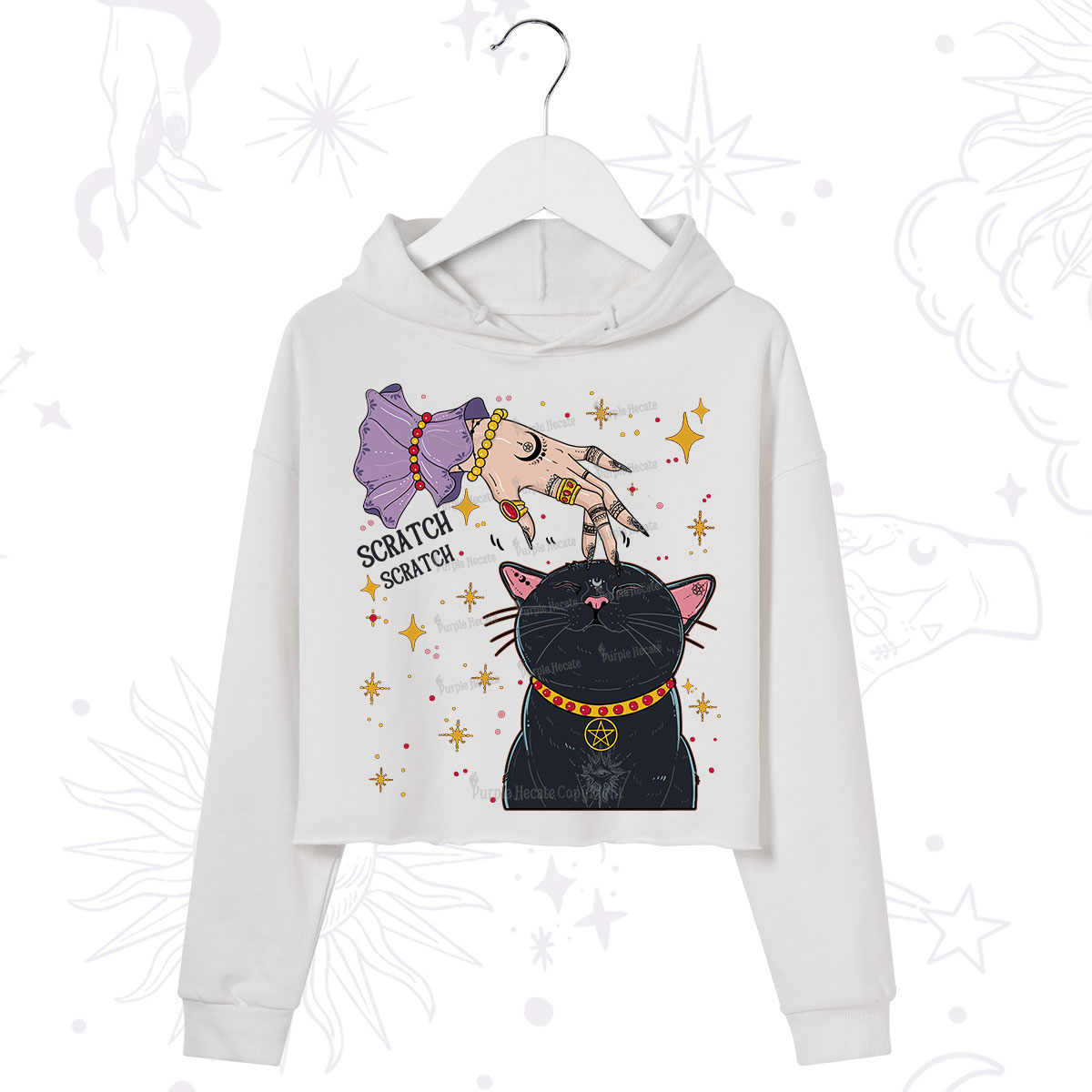 Purplehecate Witch's Cat Scratch Crop Hoodie