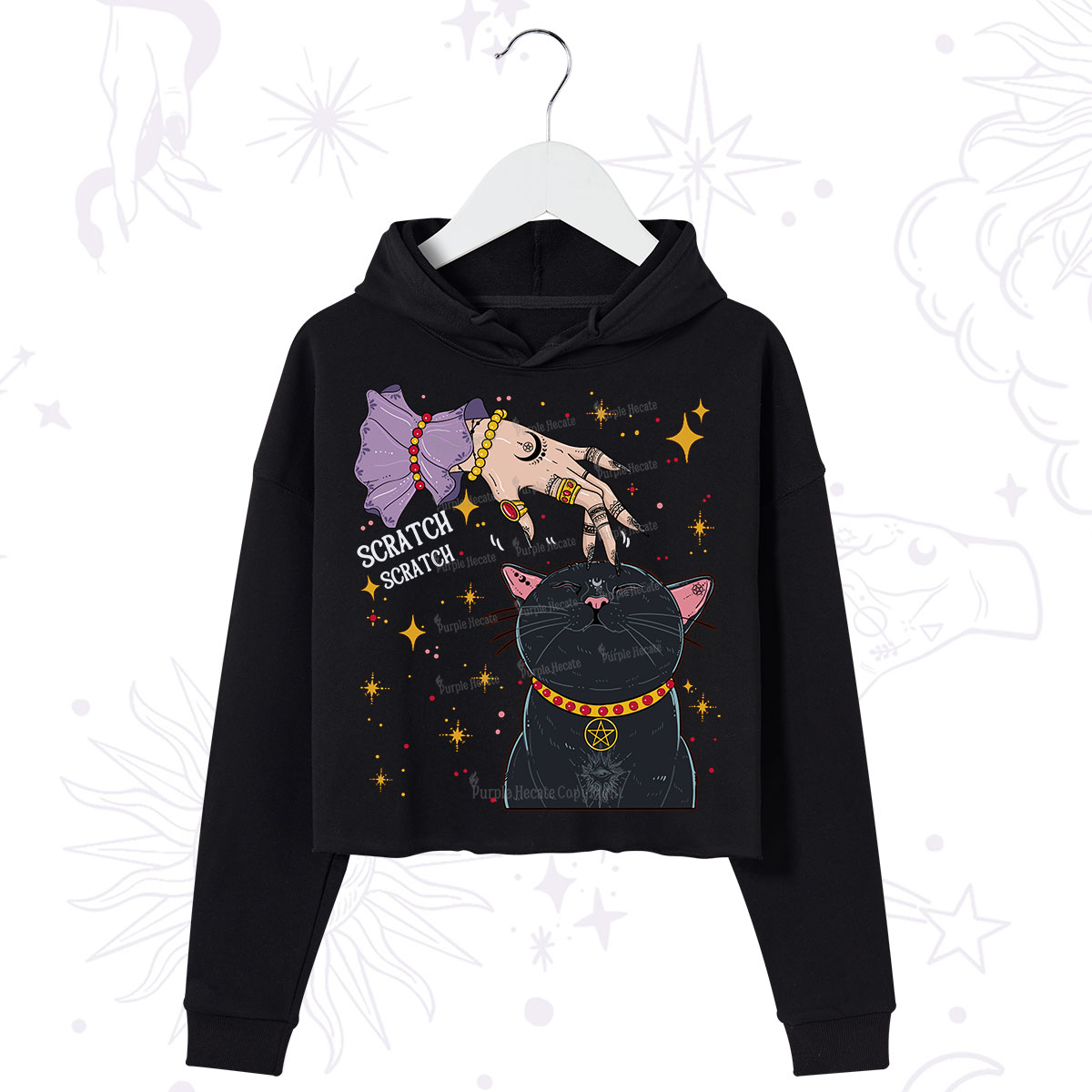 Purplehecate Witch's Cat Scratch Crop Hoodie