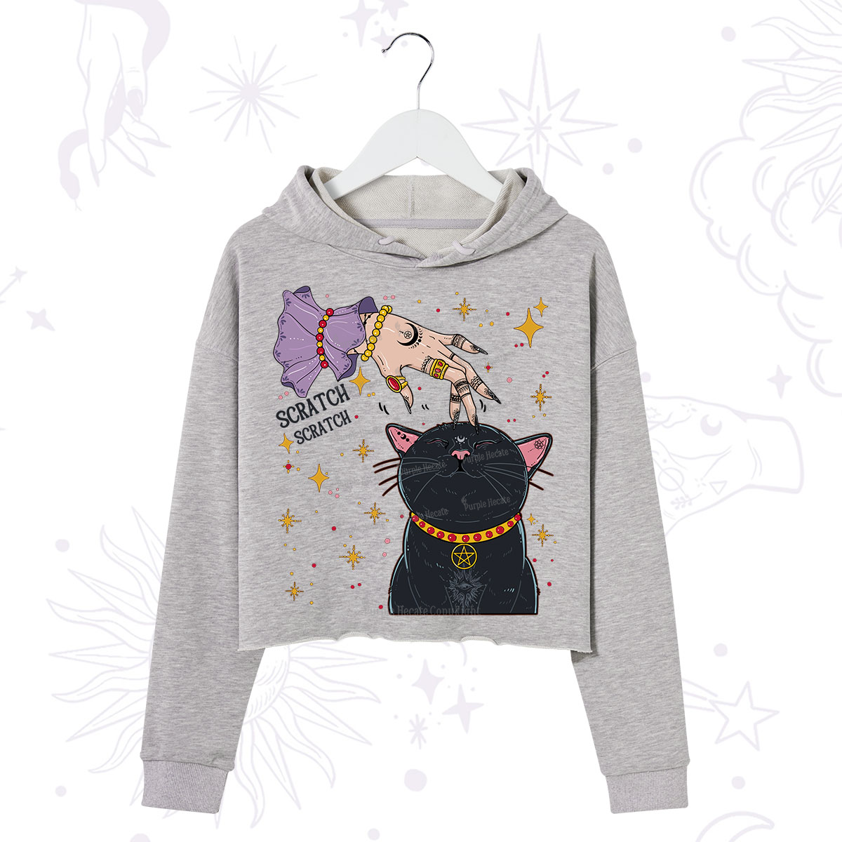 Purplehecate Witch's Cat Scratch Crop Hoodie
