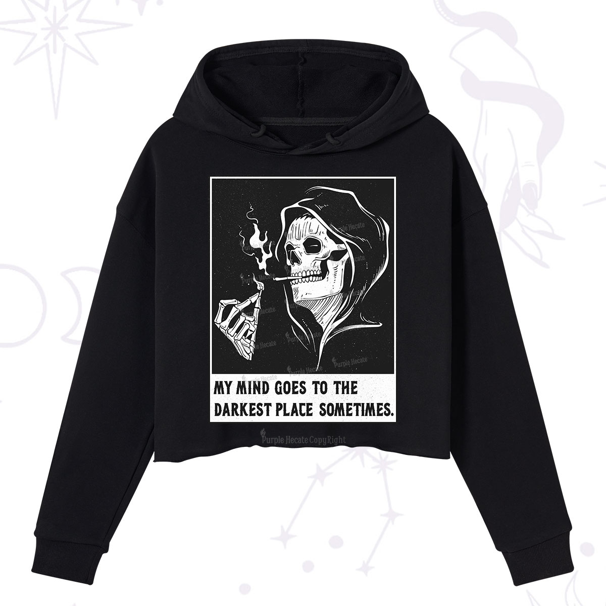 Purplehecate My Mind Goes To The Darkest Place Sometimes Crop Hoodie