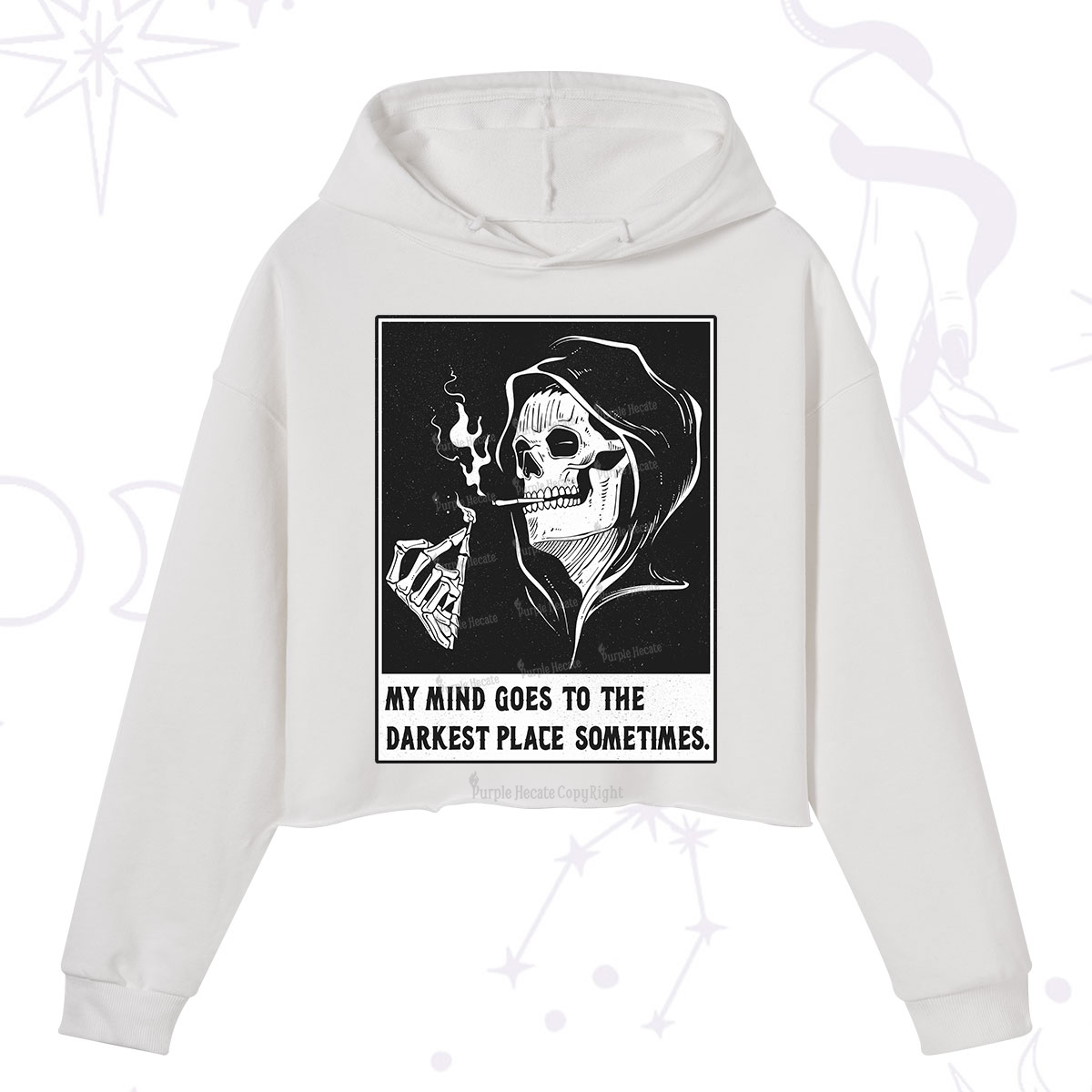 Purplehecate My Mind Goes To The Darkest Place Sometimes Crop Hoodie