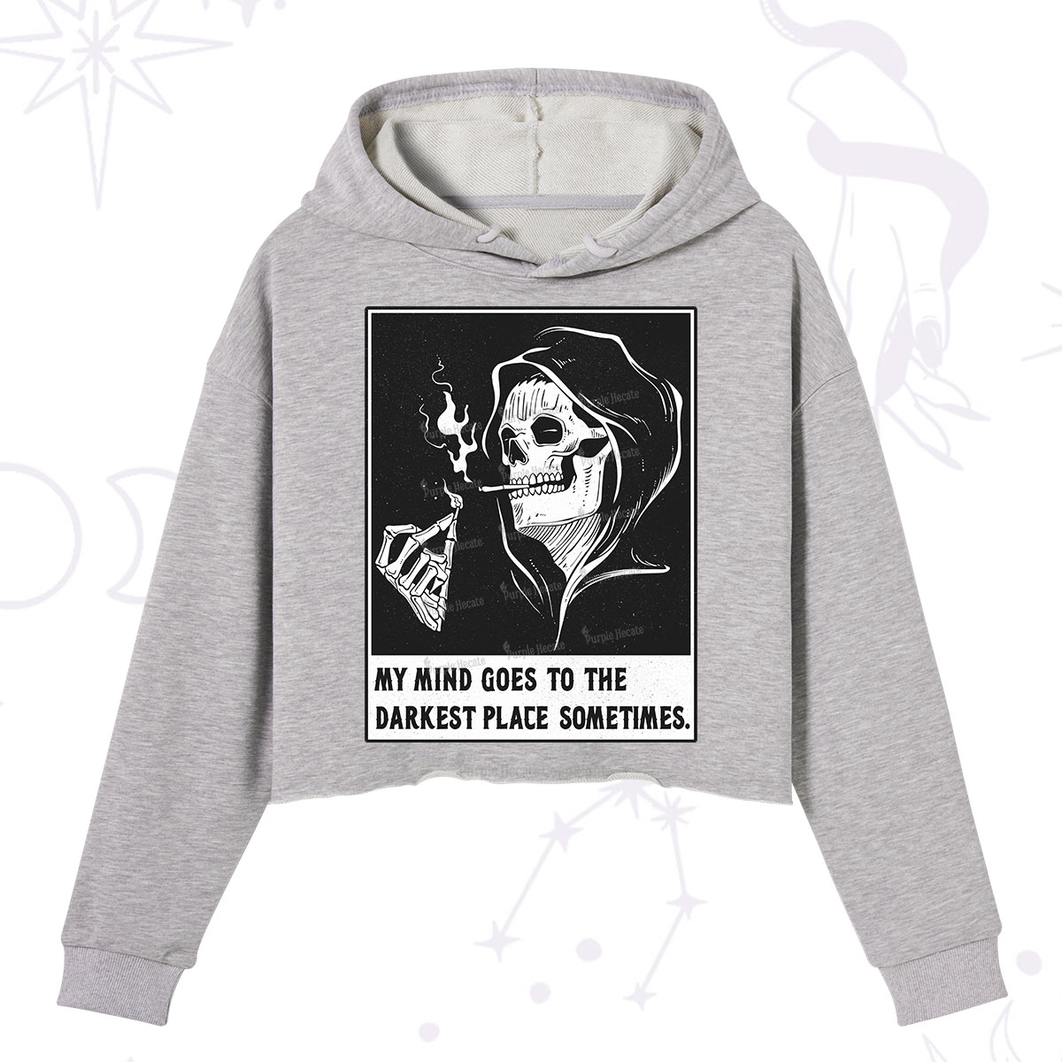 Purplehecate My Mind Goes To The Darkest Place Sometimes Crop Hoodie