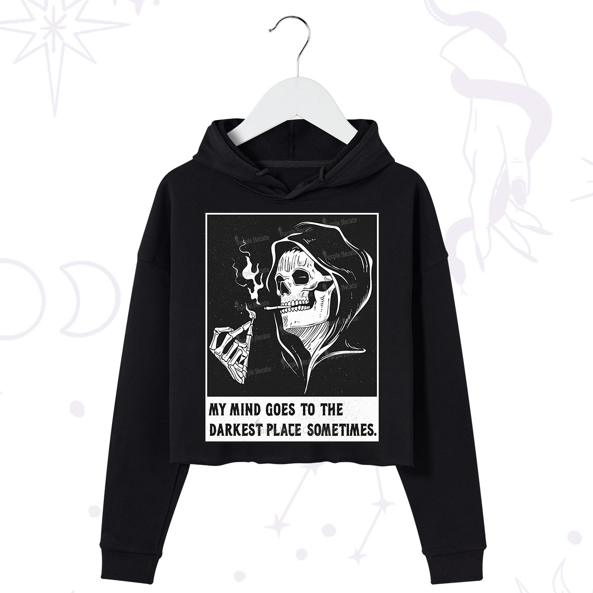 Purplehecate My Mind Goes To The Darkest Place Sometimes Crop Hoodie