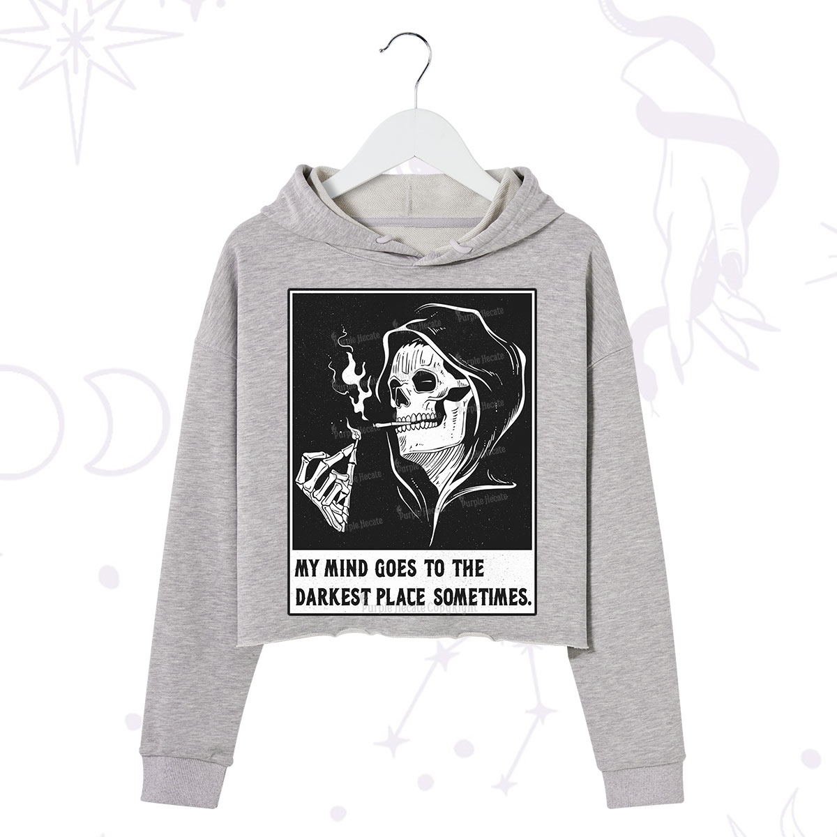 Purplehecate My Mind Goes To The Darkest Place Sometimes Crop Hoodie
