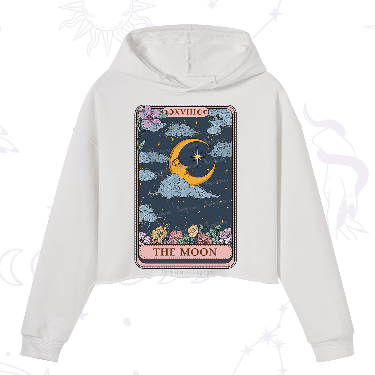 Purplehecate The Moon Tarot Card Crop Hoodie