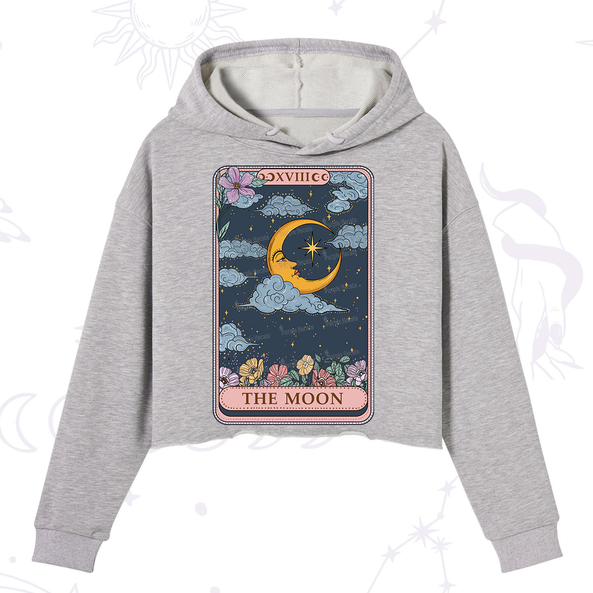 Purplehecate The Moon Tarot Card Crop Hoodie