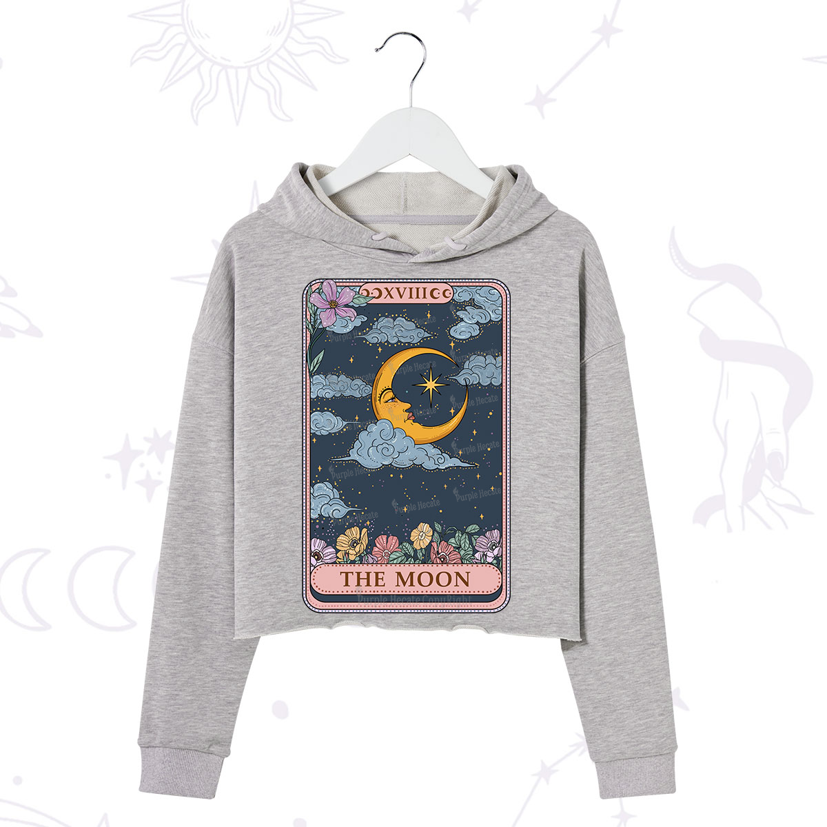 Purplehecate The Moon Tarot Card Crop Hoodie
