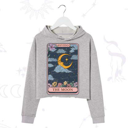 Purplehecate The Moon Tarot Card Crop Hoodie