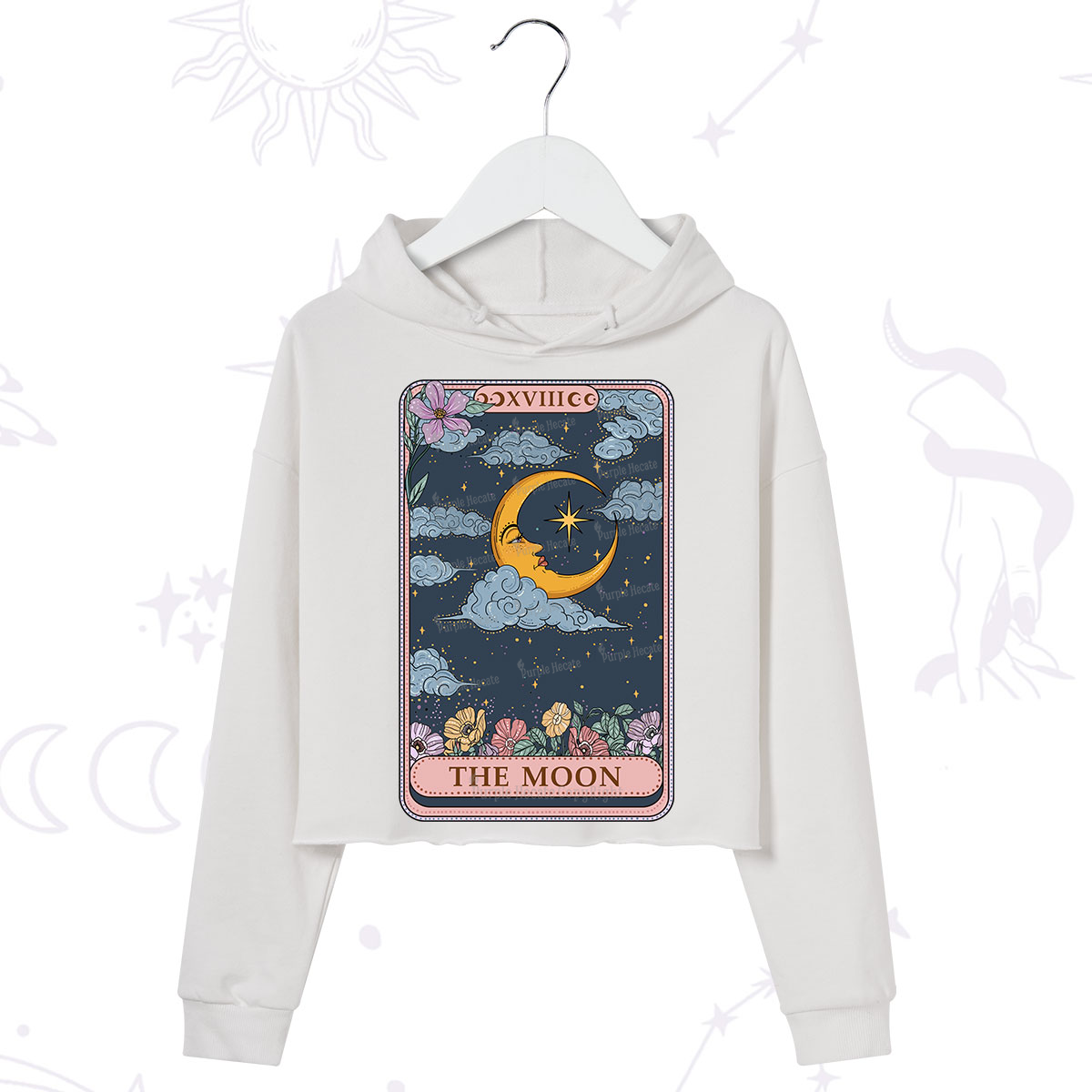Purplehecate The Moon Tarot Card Crop Hoodie