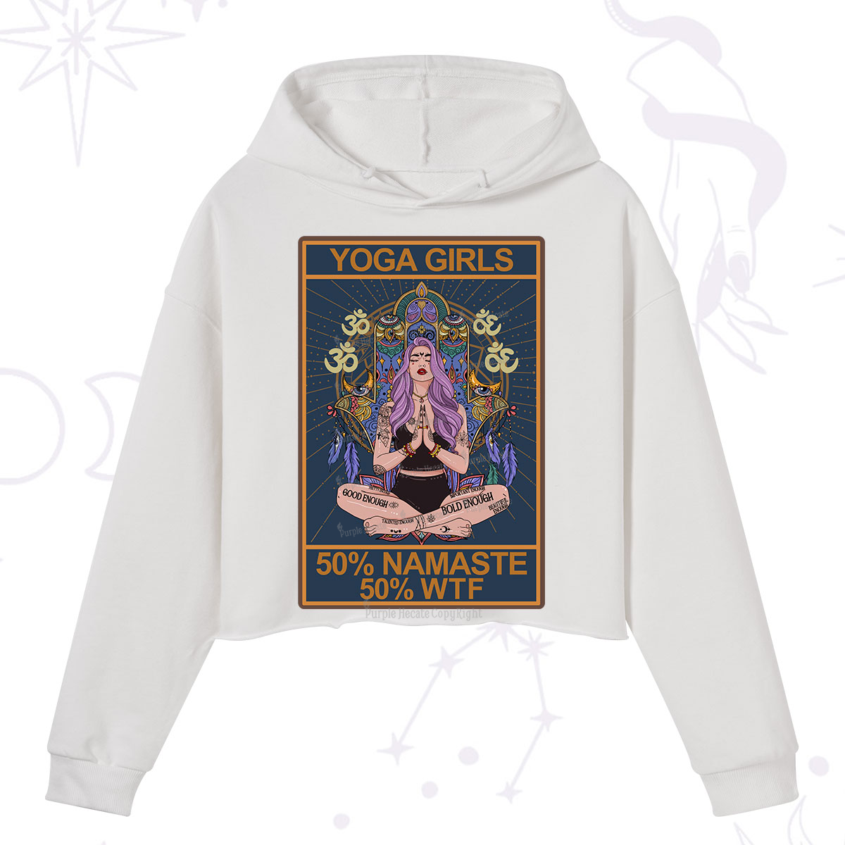 Purplehecate The Girls Yoga Shirt 50% Namaste 50% WTF Oracle Card Crop Hoodie