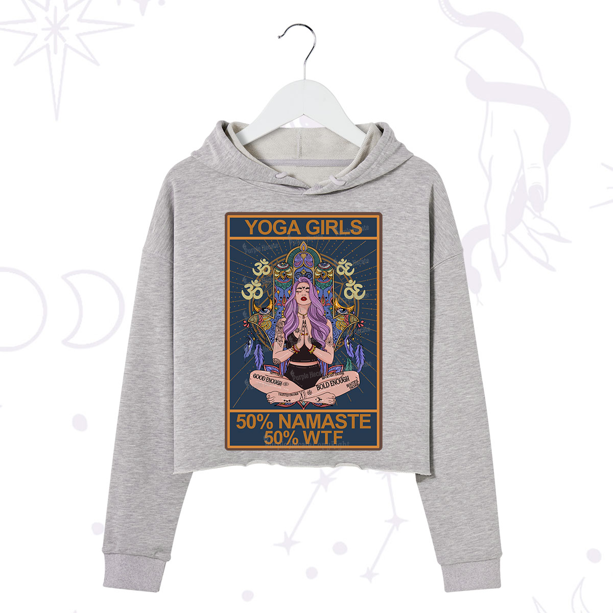Purplehecate The Girls Yoga Shirt 50% Namaste 50% WTF Oracle Card Crop Hoodie