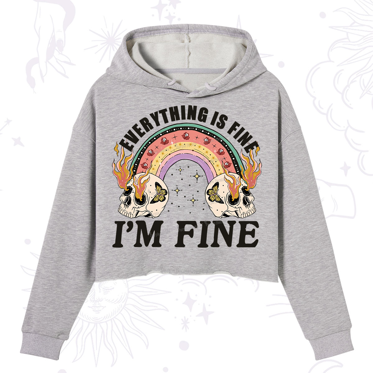 Purplehecate Everything Is Fine Crop Hoodie