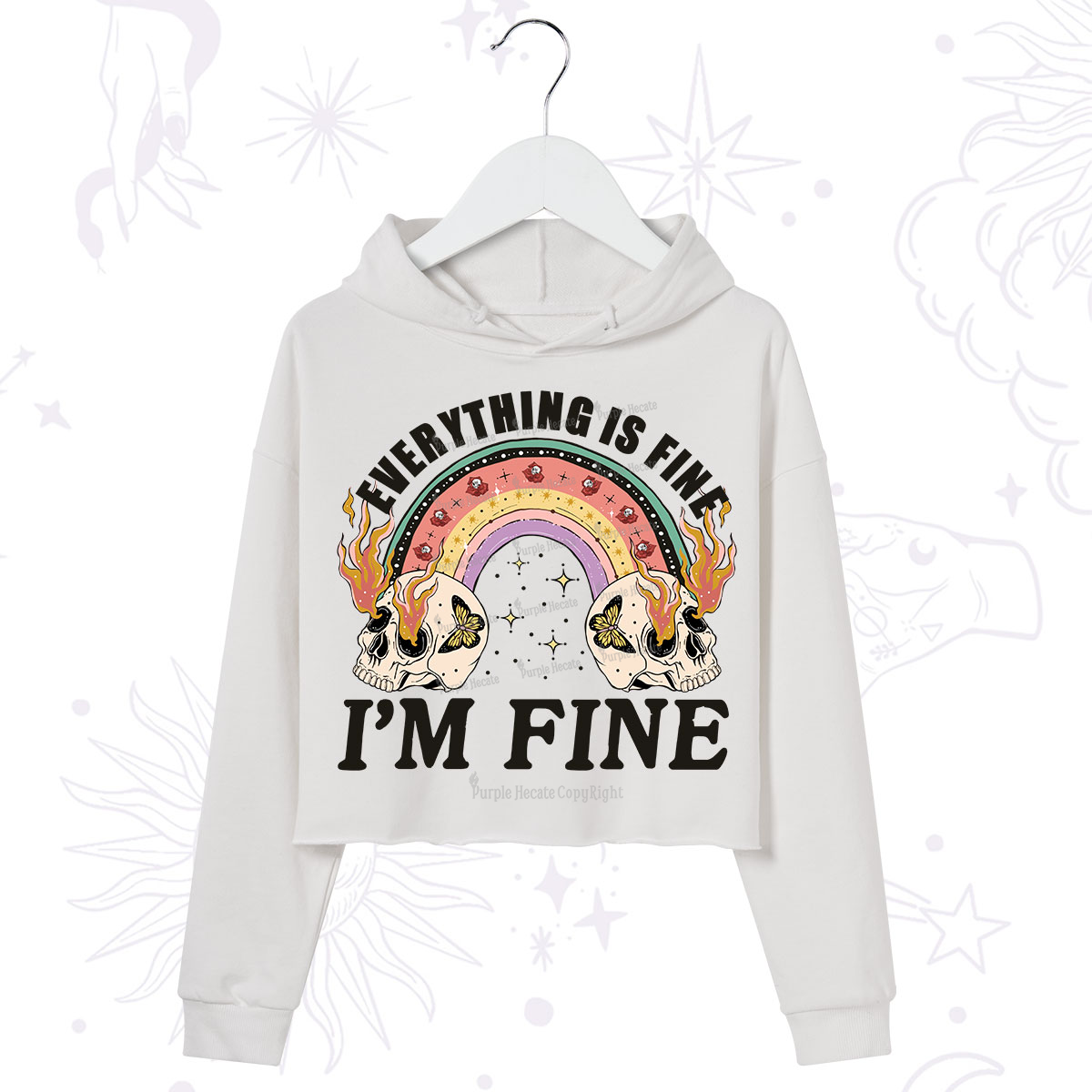 Purplehecate Everything Is Fine Crop Hoodie