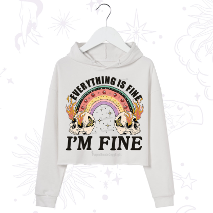 Purplehecate Everything Is Fine Crop Hoodie