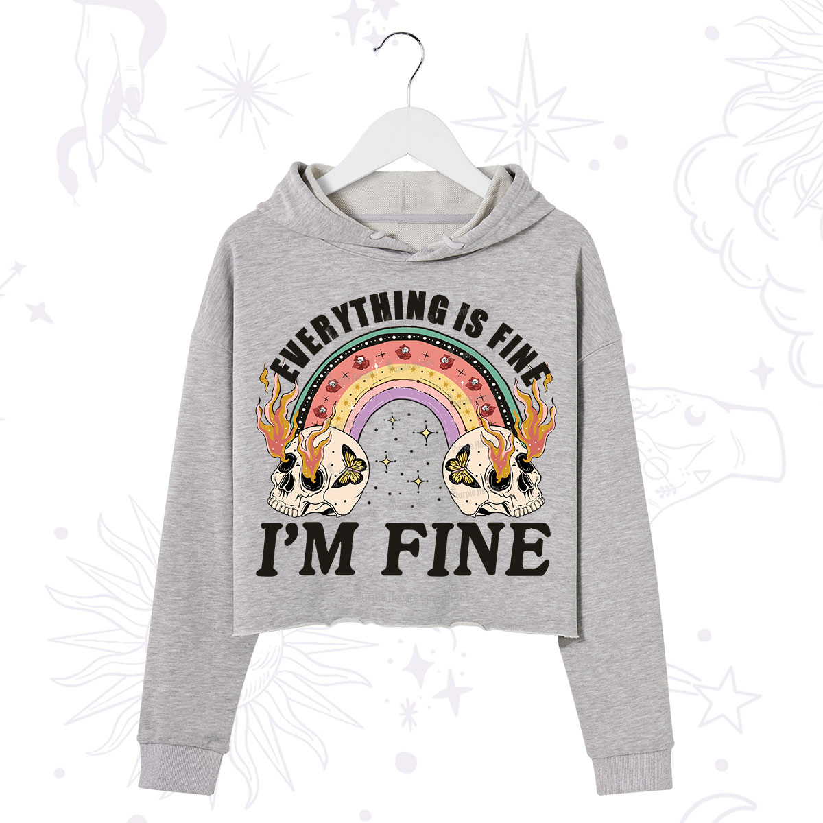 Purplehecate Everything Is Fine Crop Hoodie