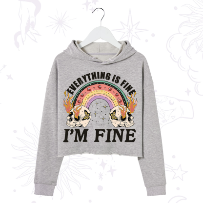 Purplehecate Everything Is Fine Crop Hoodie