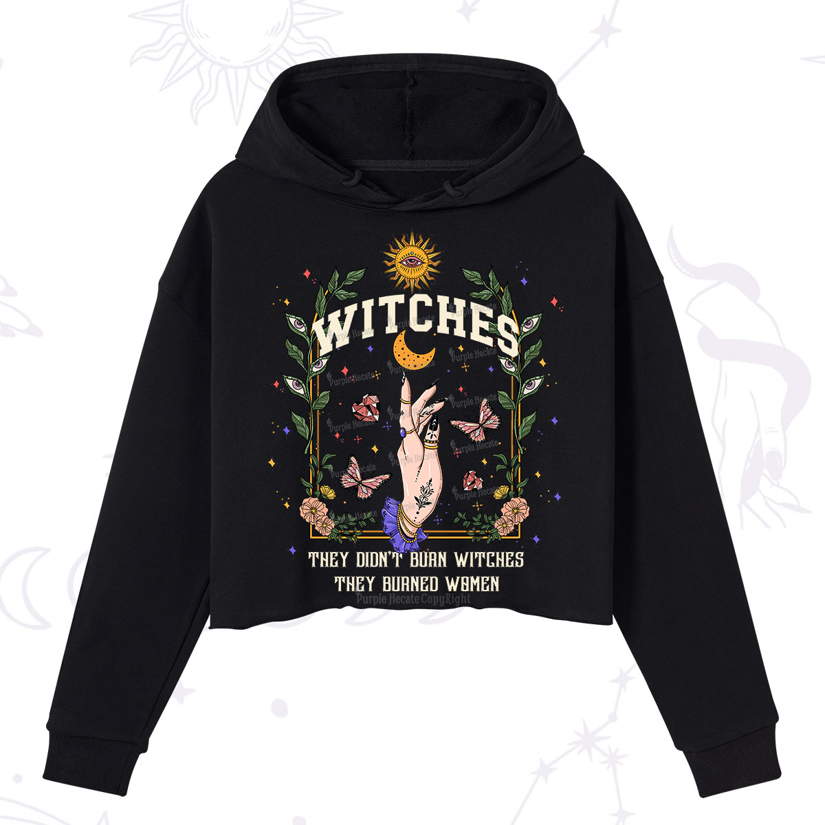 Purplehecate They Didn't Burn Witches They Burned Women Crop Hoodie