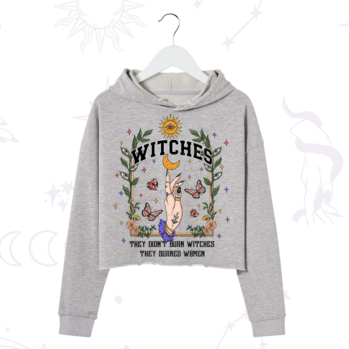 Purplehecate They Didn't Burn Witches They Burned Women Crop Hoodie