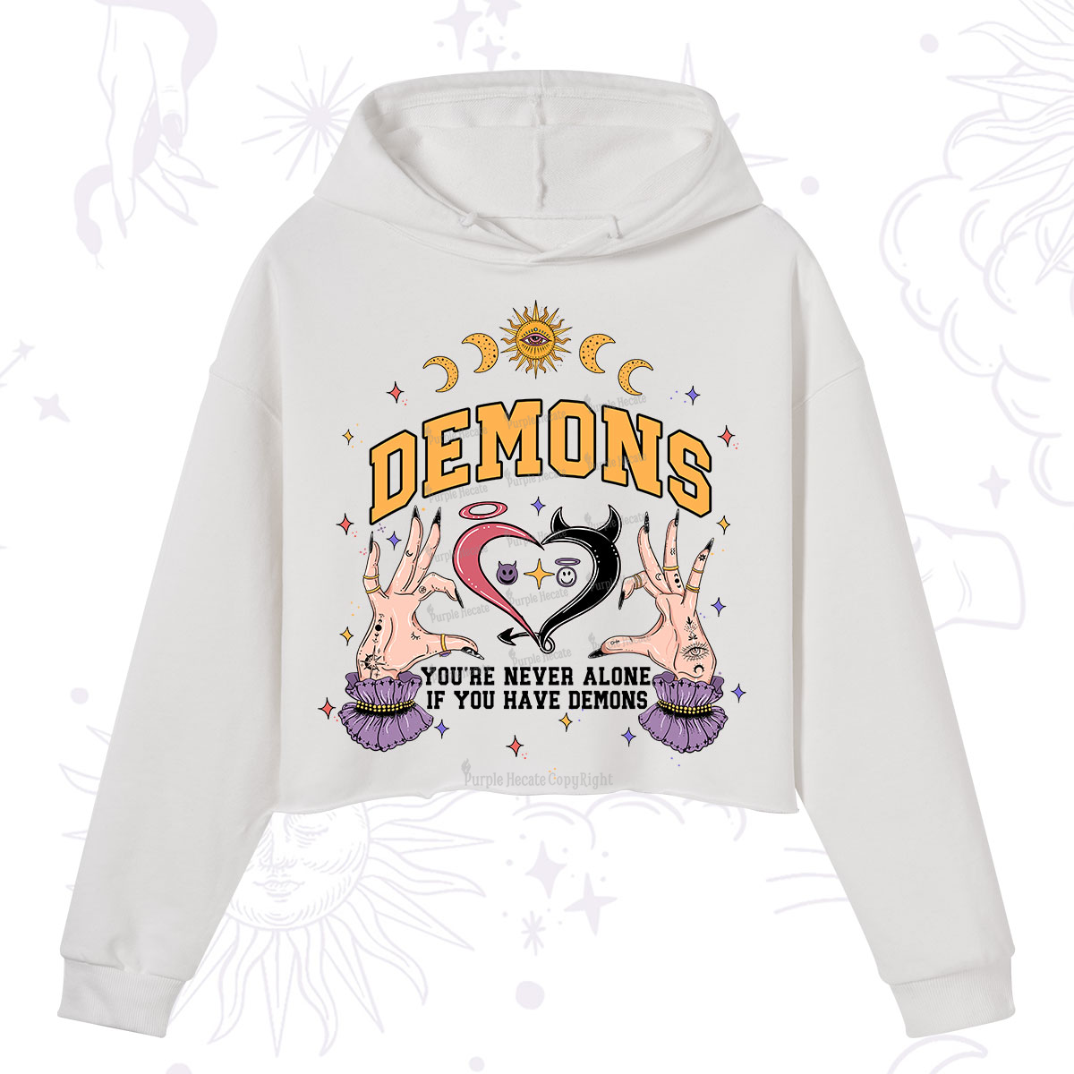 Purplehecate You're Never Alone If You Have Demons Crop Hoodie