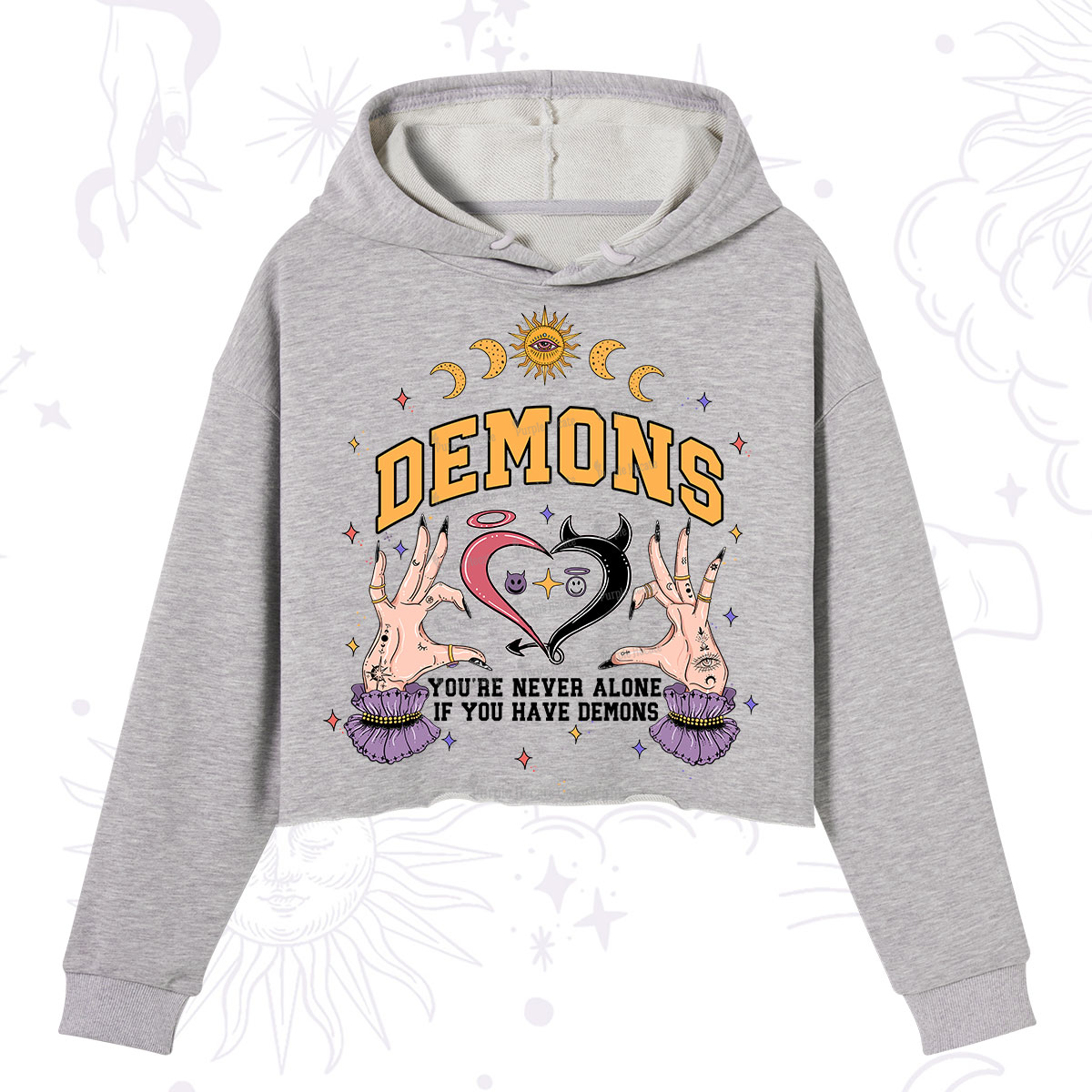 Purplehecate You're Never Alone If You Have Demons Crop Hoodie