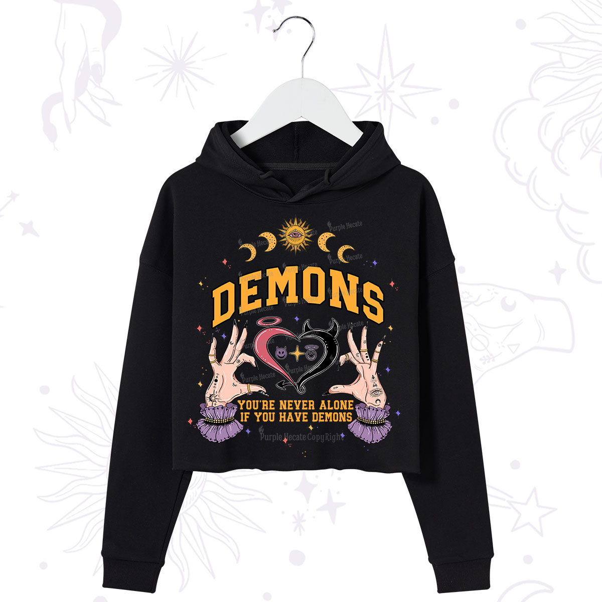 Purplehecate You're Never Alone If You Have Demons Crop Hoodie