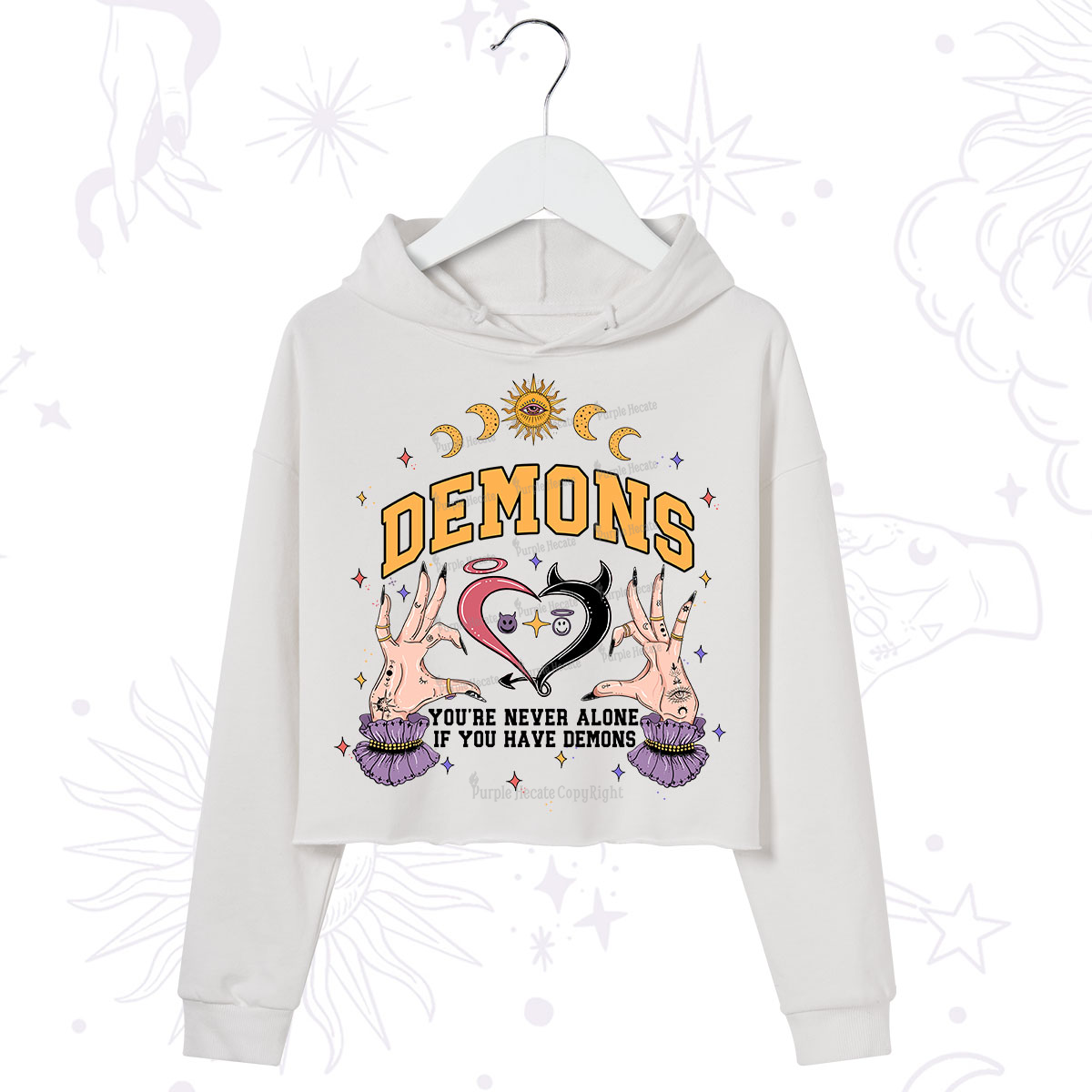 Purplehecate You're Never Alone If You Have Demons Crop Hoodie