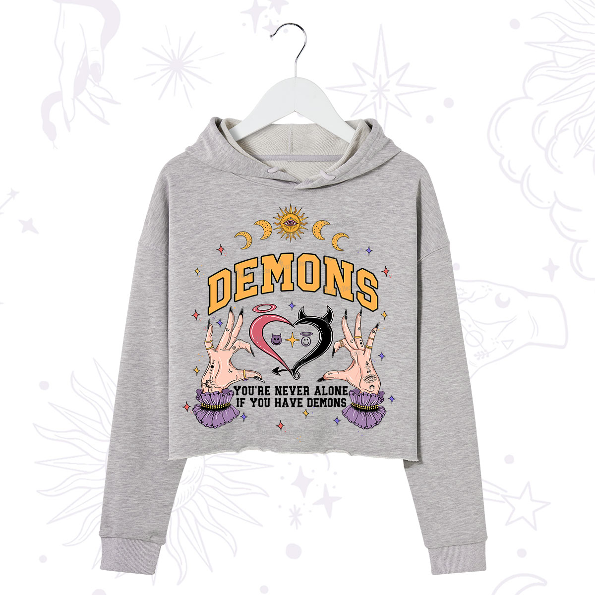 Purplehecate You're Never Alone If You Have Demons Crop Hoodie