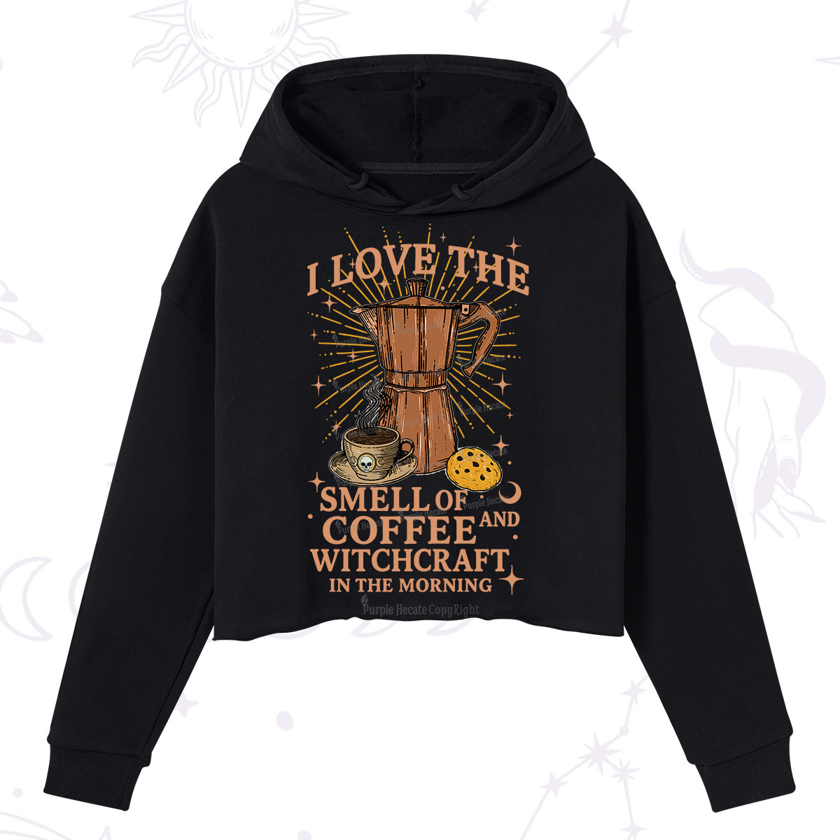 Purplehecate I Love The Smell Of Coffee And Witchcraft In The Morning Crop Hoodie