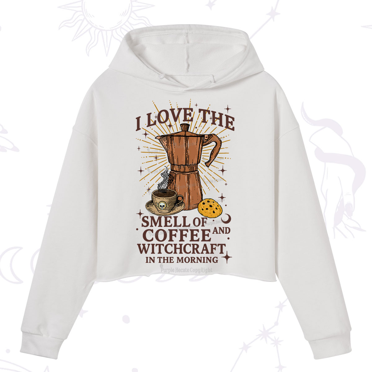 Purplehecate I Love The Smell Of Coffee And Witchcraft In The Morning Crop Hoodie