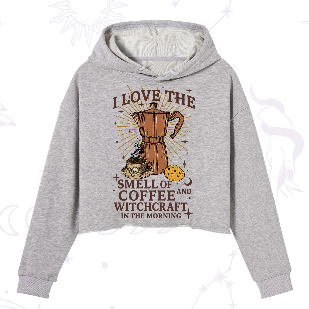 Purplehecate I Love The Smell Of Coffee And Witchcraft In The Morning Crop Hoodie