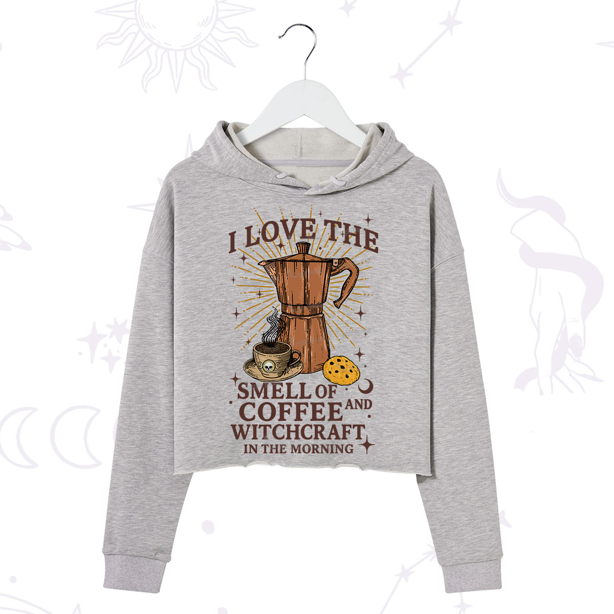 Purplehecate I Love The Smell Of Coffee And Witchcraft In The Morning Crop Hoodie