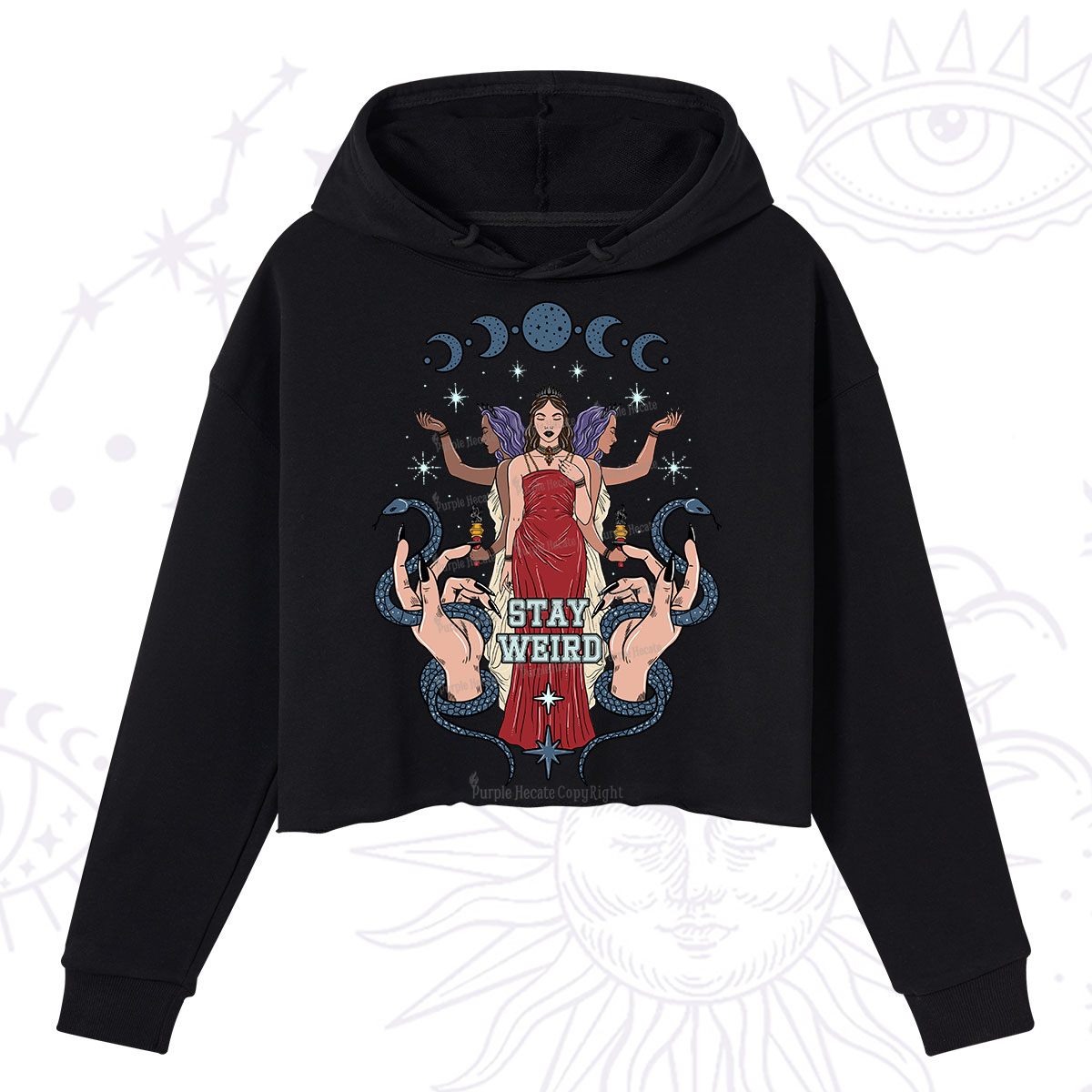 Purplehecate Stay Weird Goddess Crop Hoodie