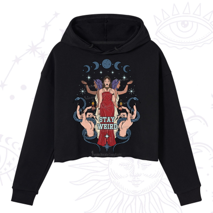 Purplehecate Stay Weird Goddess Crop Hoodie