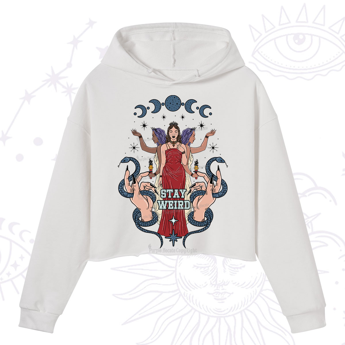 Purplehecate Stay Weird Goddess Crop Hoodie