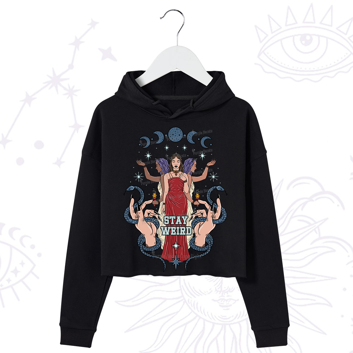 Purplehecate Stay Weird Goddess Crop Hoodie