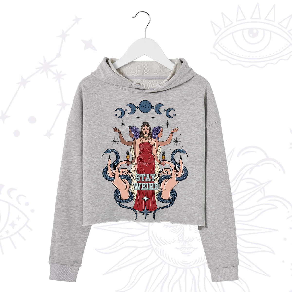 Purplehecate Stay Weird Goddess Crop Hoodie
