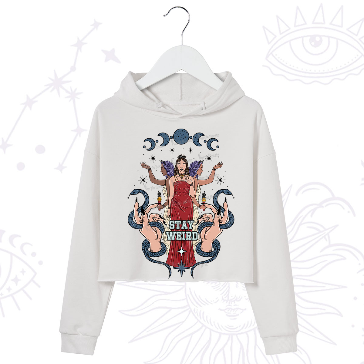 Purplehecate Stay Weird Goddess Crop Hoodie