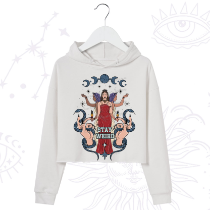 Purplehecate Stay Weird Goddess Crop Hoodie