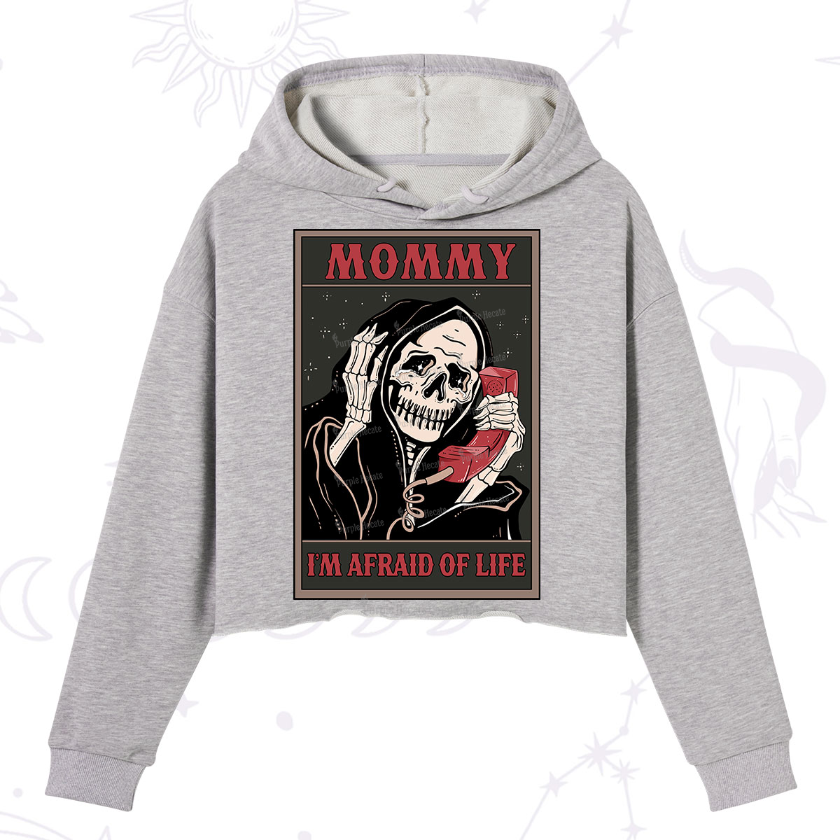 Purplehecate The Mommy I'm Afraid Of Life Oracle Card Crop Hoodie