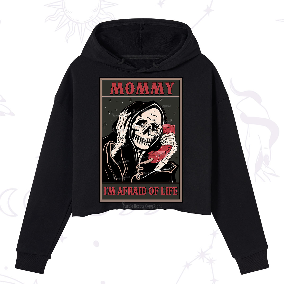 Purplehecate The Mommy I'm Afraid Of Life Oracle Card Crop Hoodie