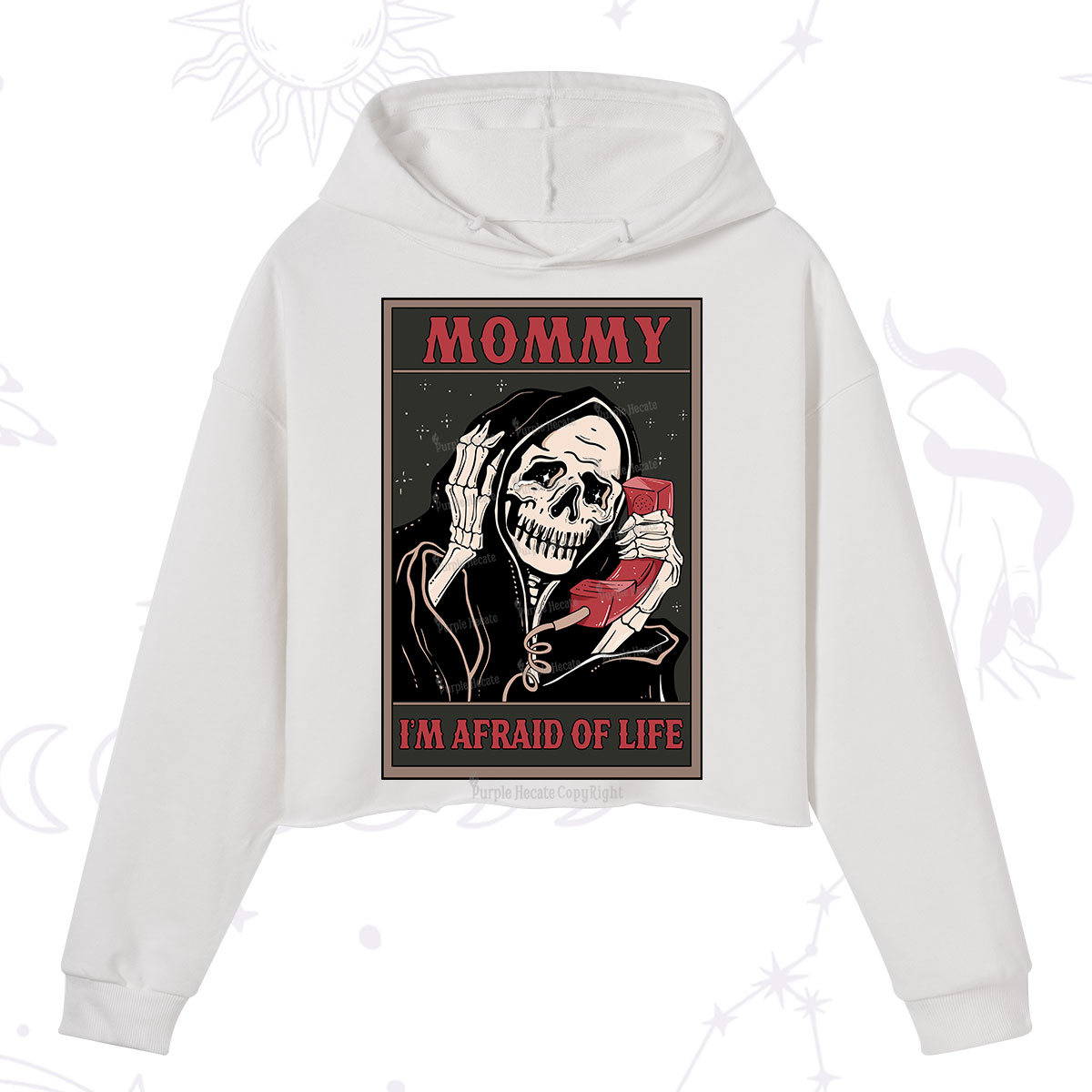 Purplehecate The Mommy I'm Afraid Of Life Oracle Card Crop Hoodie