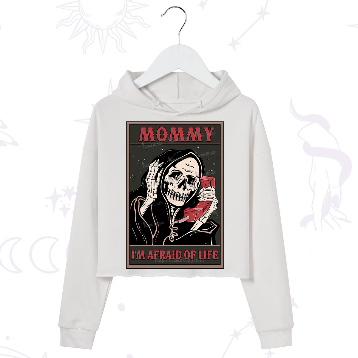Purplehecate The Mommy I'm Afraid Of Life Oracle Card Crop Hoodie